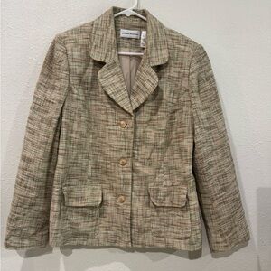 Alfred Dunner Women's Beige Plaid Blazer